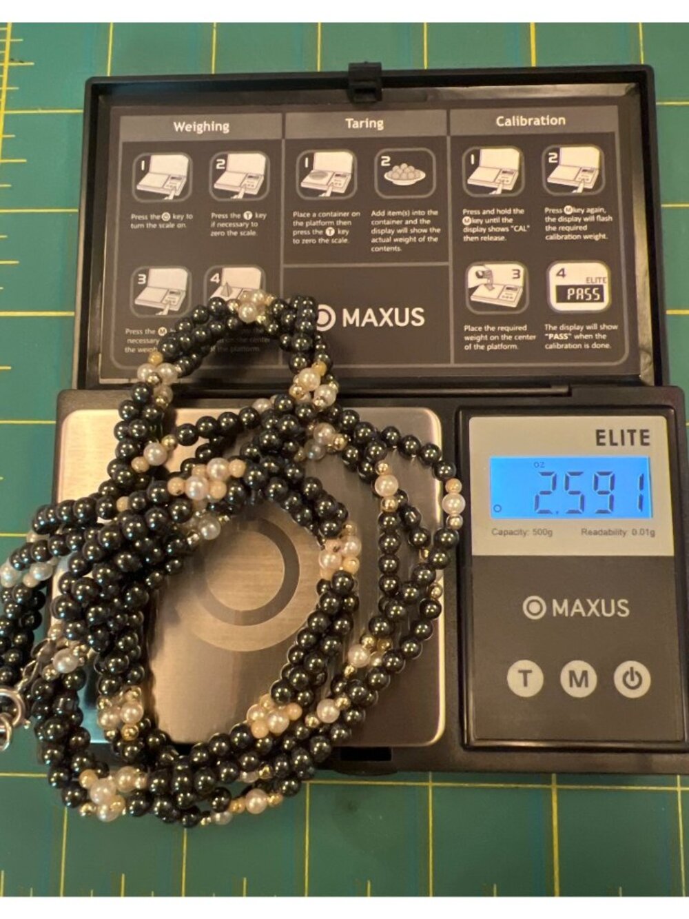 Beaded Necklace Hemitite? Beads and Faux Pearl Clusters & Silver Clasp 24 " - Picture 8 of 8